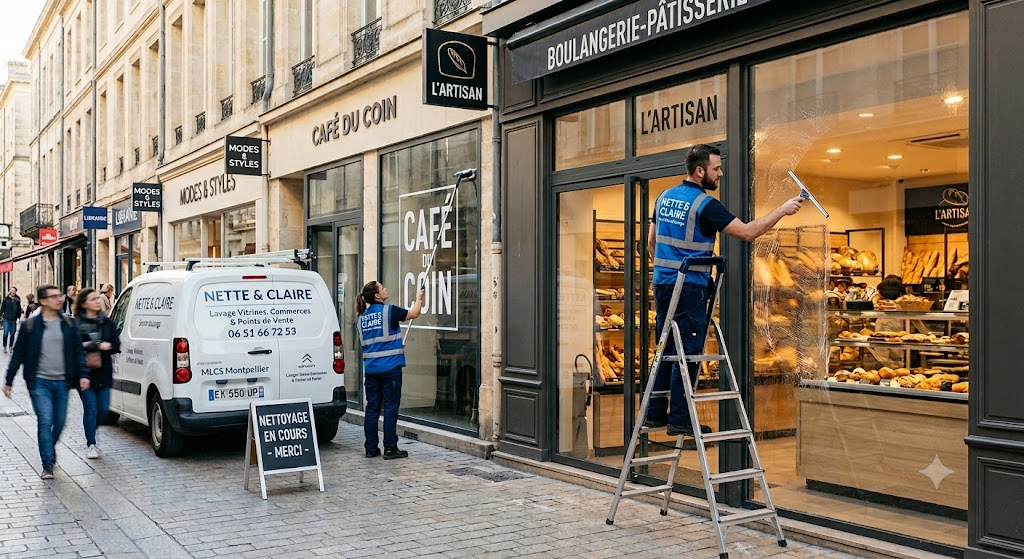 Nettoyage de vitrines commerces Montpellier